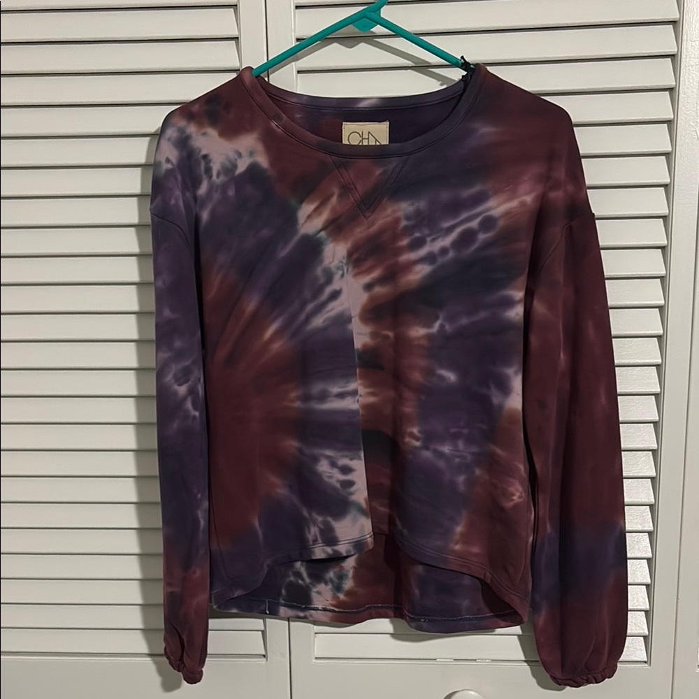 NWT Chaser Tie Dye High Low Sweatshirt XS